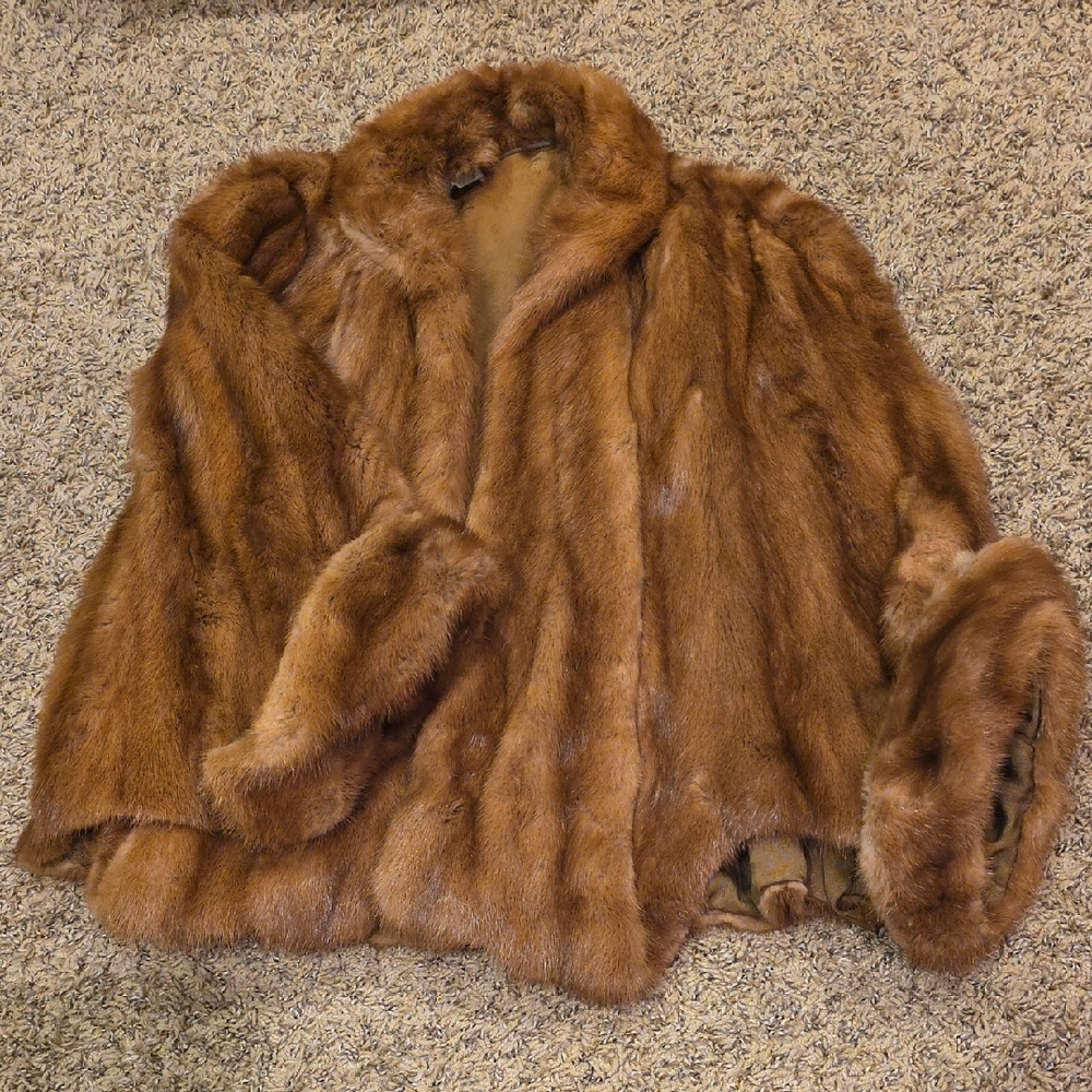 Vintage Brown Mink Fur Cape Coat
